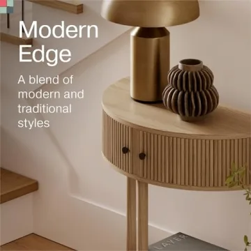 Fluted Half Moon Entryway Table for Modern Decor