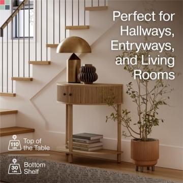 Fluted Half Moon Entryway Table for Modern Decor