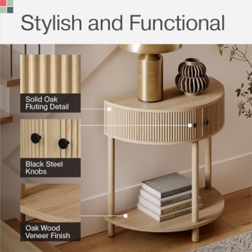 Fluted Half Moon Entryway Table for Modern Decor