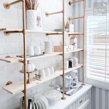 Tic Tac Tiles Peel and Stick Self Adhesive Removable Stick On Kitchen Backsplash Bathroom 3D Stone Tiles (12-Sheet) (Natural White)