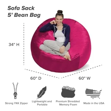 Sofa Sack Memory Foam Bean Bag Chair 5ft - Ultra Soft Comfort
