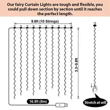SINAMER Warm White Curtain Light for Bedroom, 300 LED 9.8ft x 9.8ft Window Fairy Curtain String Light with 16 Hooks, 8 Models Remote Control for Wedding Party Home Garden Indoor Decorations