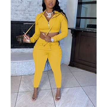 Mrskoala Women's Cozy Two Piece Sweatsuit in Yellow