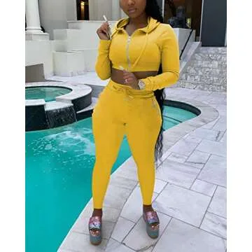 Mrskoala Women's Cozy Two Piece Sweatsuit in Yellow