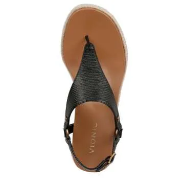 Vionic Kirra Black Leather Sandals for All-Day Comfort