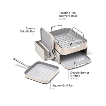Caraway Square Cookware Set Non-Toxic Non-Stick Pans