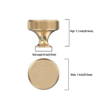 Asidrama10 Pack Gold Kitchen Cabinet Knobs Knurled Dresser Knobs Drawer Knobs Cabinet Hardware Aluminum Knobs for Dresser Drawers