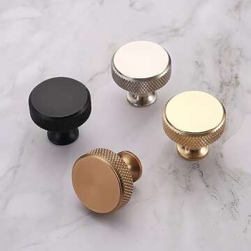 Asidrama10 Pack Gold Kitchen Cabinet Knobs Knurled Dresser Knobs Drawer Knobs Cabinet Hardware Aluminum Knobs for Dresser Drawers