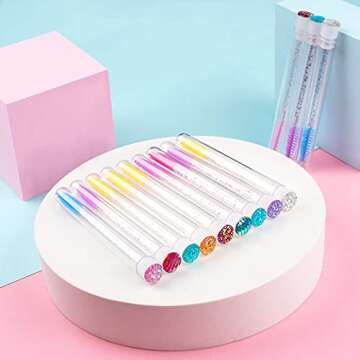 i-Laesh 20 Pcs Lash Brush Eyelash Brushes for Eyelash Extensions Spoolies Cleaning Mascara Wands Tube Diamond Disposable Makeup Tool Applicator Set Sanitary Extension Supplies (Assorted Color)