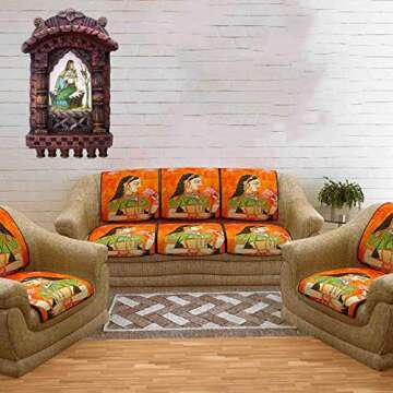 SANVIKA Lady Enjoying with Parrot, Rajasthani Traditional Jarokha Wood Jharokha elegant and Decorative Wood Craft for Home Decor and Gifts