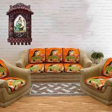 SANVIKA Lady Enjoying with Parrot, Rajasthani Traditional Jarokha Wood Jharokha elegant and Decorative Wood Craft for Home Decor and Gifts