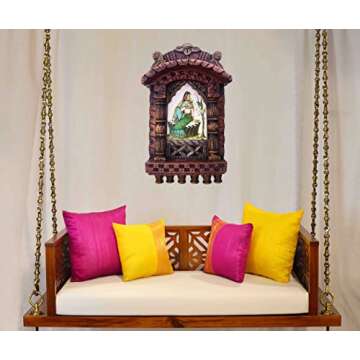 SANVIKA Lady Enjoying with Parrot, Rajasthani Traditional Jarokha Wood Jharokha elegant and Decorative Wood Craft for Home Decor and Gifts