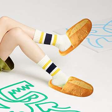 October Elf Adult Autumn Winter Slippers Warm Fuzzy Home Shoes House Slippers For Women Memory Foam Slippers With Customized Size 12.8 Inch (XL, French Baguette)