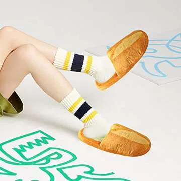 October Elf Adult Autumn Winter Slippers Warm Fuzzy Home Shoes House Slippers For Women Memory Foam Slippers With Customized Size 12.8 Inch (XL, French Baguette)