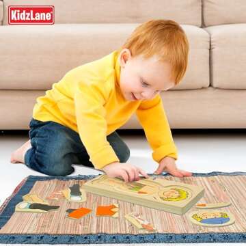 Kidzlane Boy Wooden My Body Puzzle for Toddlers & Kids - 29 Piece Boys Anatomy Puzzle Kid Play Set - Anatomy for Kids, Skeleton Toys for Kids Ages 3 Plus