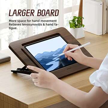 AFOOYO Bamboo Tablet Drawing Stand Tablet Stand - Portable & Adjustable 5 Angles for Laptop, Laptop Stand Riser,Book Reading Stand,Compatible with 12.9/13 inch iPad Pro-3rd - 7th Gen(Walnut Varnish)