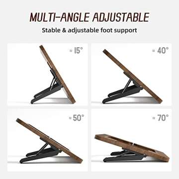 AFOOYO Bamboo Tablet Drawing Stand Tablet Stand - Portable & Adjustable 5 Angles for Laptop, Laptop Stand Riser,Book Reading Stand,Compatible with 12.9/13 inch iPad Pro-3rd - 7th Gen(Walnut Varnish)