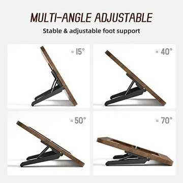 AFOOYO Bamboo Tablet Drawing Stand Tablet Stand - Portable & Adjustable 5 Angles for Laptop, Laptop Stand Riser,Book Reading Stand,Compatible with 12.9/13 inch iPad Pro-3rd - 7th Gen(Walnut Varnish)