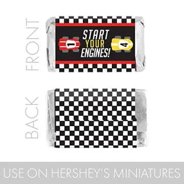 Race Car Birthday Party Stickers for Kids' Parties - 45 Count