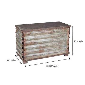 Household Essentials Vintage Metal Storage Trunk, Rustic Silver, Large