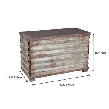 Household Essentials Vintage Metal Storage Trunk, Rustic Silver, Large