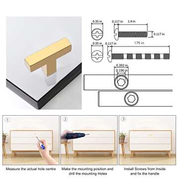 Elegant Stainless Steel Gold Cabinet Pulls - 2 Pack