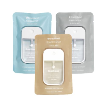 Touchland Power Mist Hydrating Hand Sanitizer Spray, DYE FREE 3-PACK (Rainwater, Unscented, Beach Co...
