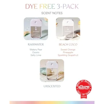 Touchland Power Mist Hydrating Hand Sanitizer Spray, DYE FREE 3-PACK (Rainwater, Unscented, Beach Coco), 500-Sprays each, 1Fl Oz Travel Size (Set of 3)