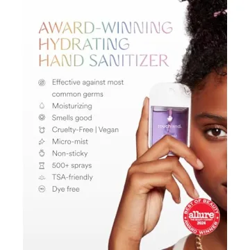 Touchland Power Mist Hydrating Hand Sanitizer Spray, DYE FREE 3-PACK (Rainwater, Unscented, Beach Coco), 500-Sprays each, 1Fl Oz Travel Size (Set of 3)