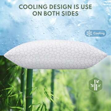 HEYCUZI Cooling Shredded Memory Foam Pillow for Sleeping - Queen Size 2 Pack, Adjustable Bed Pillows...