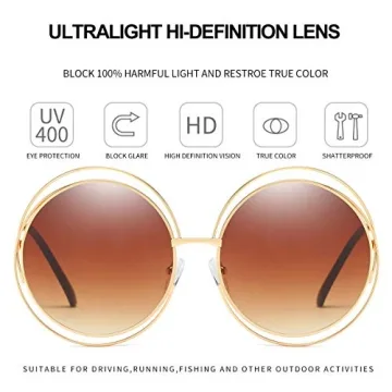 Dollger Oversized Round Sunglasses with UV400 Protection