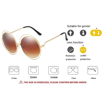 Dollger Oversized Round Sunglasses with UV400 Protection