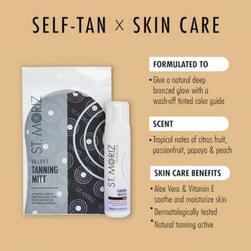St Moriz Professional Dark Self Tanner Mousse with Tanning Mitt Bundle - Sunless Instant Self Tanning Foam with Vitamin E for Moisturizing (6.76 fl oz)