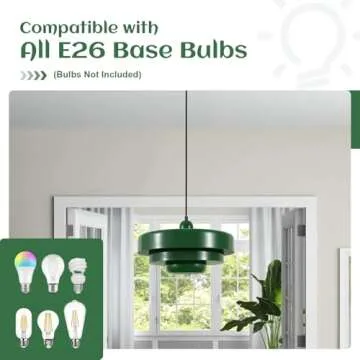 Qepeety Nordic Pendant Light, Mid Century Modern Pendant Light Fixtures, 3-Layer Design, 13.8 inch Green Metal Shade, Green Chandelier Ceiling Light for Living Room, Hallway, 1-Light