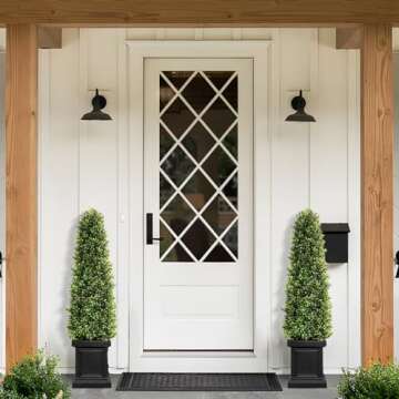 colorspec Artificial Boxwood Outdoor Topiary Set of 2, 3.5ft Tall Outdoor Porch Trees, All-Year Green Fake Plant Topiary Trees Artificial Outdoor with Sturdy Pot for Porch Outdoor Indoor (Square)