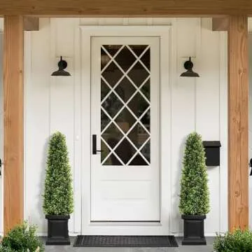 colorspec Artificial Boxwood Outdoor Topiary Set of 2, 3.5ft Tall Outdoor Porch Trees, All-Year Green Fake Plant Topiary Trees Artificial Outdoor with Sturdy Pot for Porch Outdoor Indoor (Square)