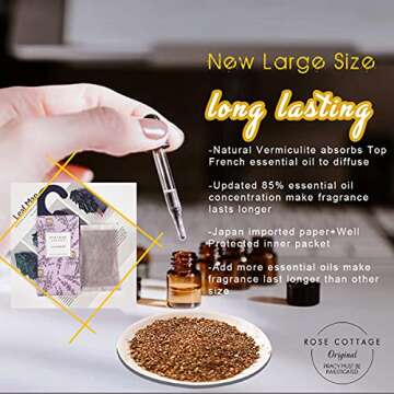 ROSE COTTAGE Large 12 Packs Vanilla Hanging Closet Deodorizer Air Freshener Long Lasting Scented Sachets Smell Goods for House