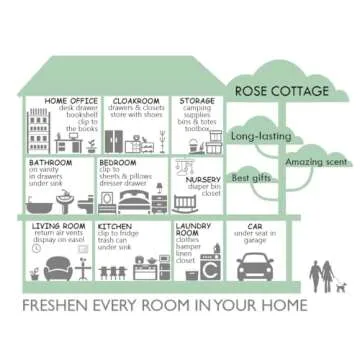 ROSE COTTAGE Large 12 Packs Vanilla Hanging Closet Deodorizer Air Freshener Long Lasting Scented Sachets Smell Goods for House