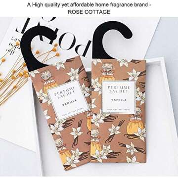 ROSE COTTAGE Large 12 Packs Vanilla Hanging Closet Deodorizer Air Freshener Long Lasting Scented Sachets Smell Goods for House