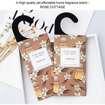 ROSE COTTAGE Large 12 Packs Vanilla Hanging Closet Deodorizer Air Freshener Long Lasting Scented Sachets Smell Goods for House