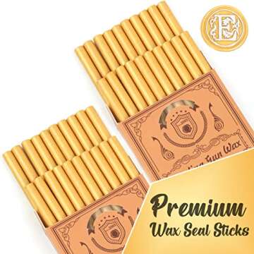 Wax Seal Kits, Wasole 40Pcs Gold Sealing Wax Sticks with Glue Gun + 2Pcs Wax Seal Pens for Wax Seal Stamp, Great for Wedding Invitations, Birthday Cards, Envelopes, Gift Wrapping (Gold)