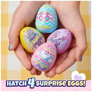 Hatchimals CollEGGtibles, Bunny Family Spring Basket (Gold/Pink) with 6 Characters, Kids Toys for Girls Ages 5 and up