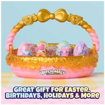 Hatchimals CollEGGtibles, Bunny Family Spring Basket (Gold/Pink) with 6 Characters, Kids Toys for Girls Ages 5 and up