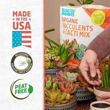 Back to the Roots 100% Organic Succulent & Cacti Mix (Value 12 Quart) | Made in The USA