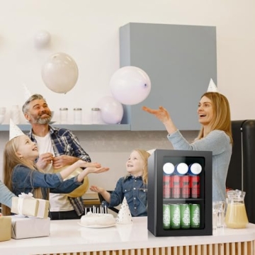Stopsad 24 Can Mini Beverage Fridge - Efficient Cooling & Adjustable Shelves