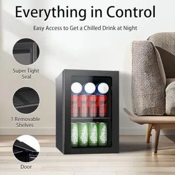 Stopsad Mini Beverage Fridge with Adjustable Shelves