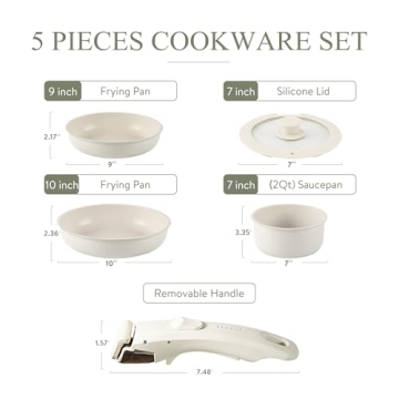 CAROTE Nonstick Cookware Set Detachable Handle Oven Safe
