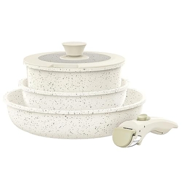 CAROTE Nonstick Cookware Set Detachable Handle Oven Safe