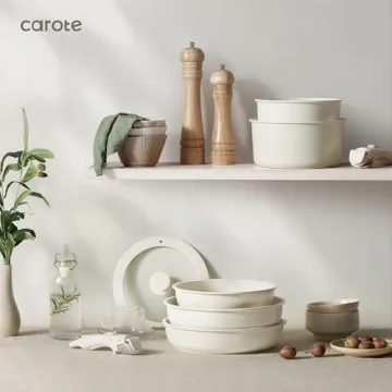 CAROTE Nonstick Cookware Set Detachable Handle Oven Safe