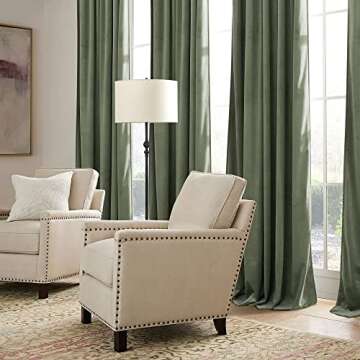 RYB HOME Sage Green Velvet Curtains 84 inches, Room Darkening Super Soft Velvet Drapes with Pleat Tape for Living Room, Thermal Insulated Window Treatment for Bedroom, W52 x L84 inch, 2 Panels